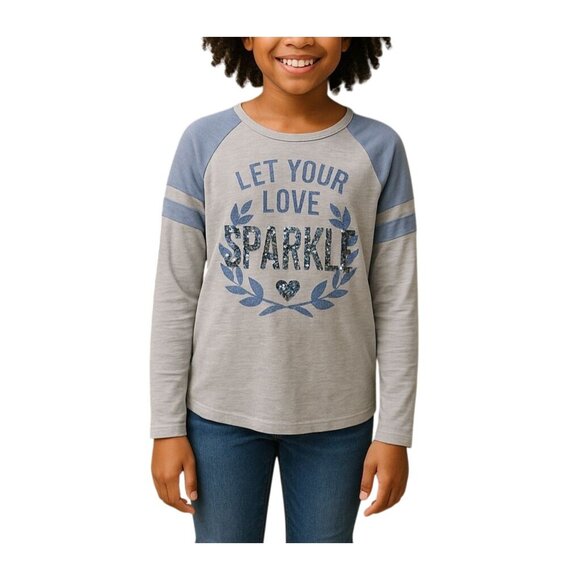 Children's Place Other - Childrens Place Girls XL 14 Gray Blue Top Sequin "Let Your Love Sparkle" Design